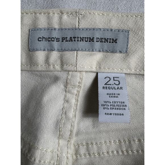 Chico's Platinum Denim Ivory Ultimate Fit Slim Leg Jeans Size 2.5 14 NWT - Picture 3 of 11